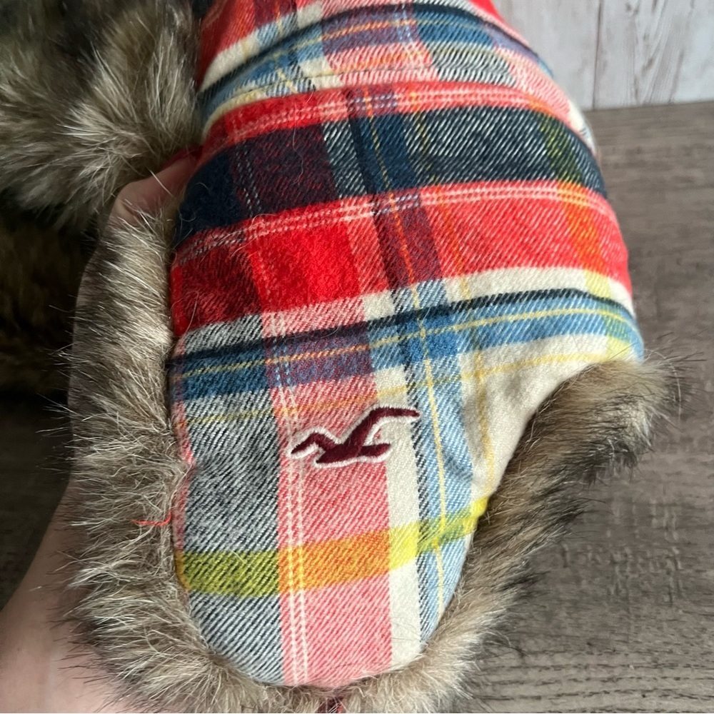 Hollister Flannel Plaid Hat with Faux Fur Ear Covering Cousin Eddie Y2K  Unisex - Picture 4 of 4